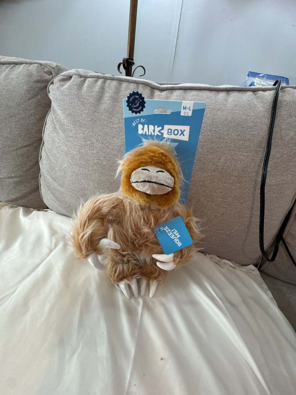 BarkBox Best of BarkBox Sloth Dog Toy M-L New on Card